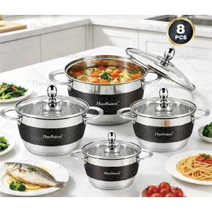 Haus Roland Stainless Steel Cookware Set 16/18/20/24Cm- 4Set Pot