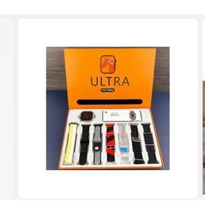 Smart watch ultra 7 in 1 straps Bluetooth call heart rate wireless charging black 