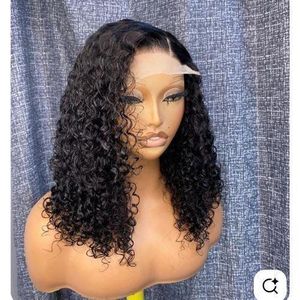 Celebrity pissy curly hair wig with T frontal natural color 14 inches