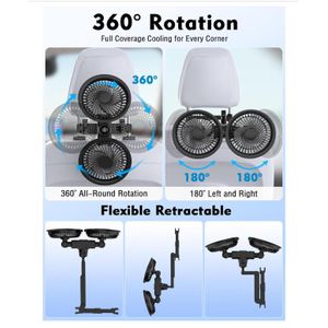 BACK SEAT Portable CAR Fan with 3 Adjustable Wind Speeds Texture Easy Installation Suitable for Various Vehicles Vehicle Cooling Fan