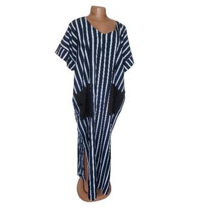 woman black and white stripes buba kaftan dress 