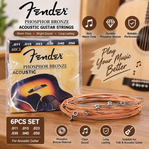 6PCS Phosphor Bronze Acoustic Guitar Strings Set .011-.050 Replacement String Kit for Folk Acoustic Guitar