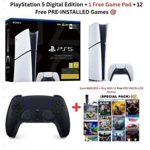 Sony PlayStation 5 Digital Edition – Ps5 Console 1TB + 12 Pre-Installed Games + FREE 1-Year Warranty + FREE Extra DualSense Controller Bundle Deal + 24Months Warranty