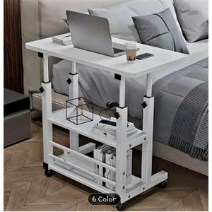 Mobile Adjustable Table, Reading Desk, Laptop Table, Living Room Decor (THICK LEGS + TYRES)