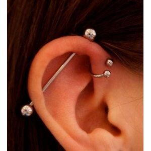 2 In 1 Body Piercing Jewelry Straight Barbell & Circular Barbell Piercing