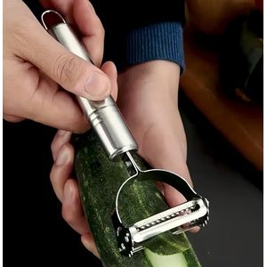 2-in-1 Stainless Steel Vegetable Peeler & Julienne Slicer - Multifunctional Kitchen Tool for Peeling, Shredding Potatoes, Carrots & Cucumbers