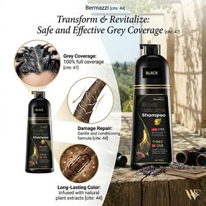 3 In 1 Natural Hair Color Anti Dandruff Shampoo Plus Conditioner Set Dye For Hairs -  DARK BROWN