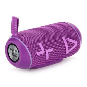 T&G TG-695 Wireless BT Woofer Speaker Outdoor Portable Portable Fabric Art Subwoofer RGB Light IPX5 16W PURPLE