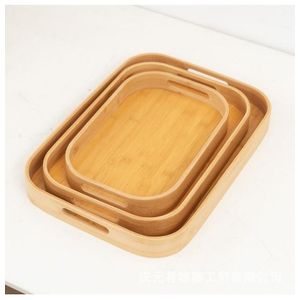 Bamboo Serving Tray Barbecue Tray Tea Tray  - 3 Set