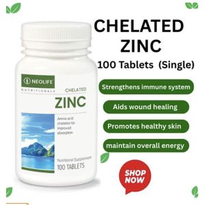 Natural Neo NEOLIFE Chelated Zinc 100 Tablets (Single) – The Essential Mineral for Vitality and Wellness