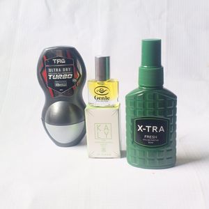 Perfume Special Combo of 2 in 1 of Tag Turbo Roll On 5oml, Kaly Green Pistachio Gelato Oil Perfume 5ml and Xtra Green Fresh EDP Spray 50ml  (Unisex)  NAFDAC NUMBER: Tag Turbo: A2-105054,  Kaly Pistachio: A2-103596,  Xtra Green: A2-102698