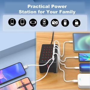 Flick 30-Port USB Charger, 200W Multi Port Charging Station  Fast Charging for Phones, Tablets - USB Hub for Home & Office