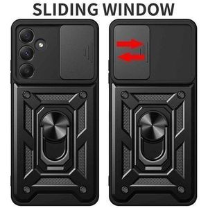 Samsung Galaxy A35 5G Case, Rugged Protection Case With Slide Camera Cover Ring Holder Stand For A35 5G