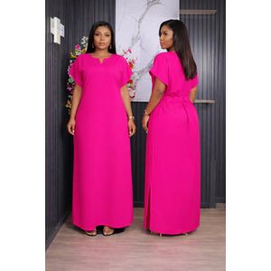 Elegant pink maxi straight dress 