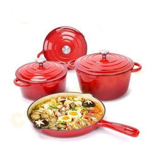 4pcs Cast Iron Enamel Pot, Pot Dutch Oven Pot Gas Induction