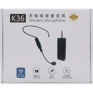 K36 2.4G Wireless Headset Microphone System with 3.5mm Receiver for Live Streaming, Vlogging & Interviews