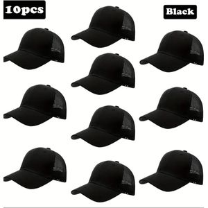 10in1 Pieces Unisex Plain Black Face Cap Baseball Cap
