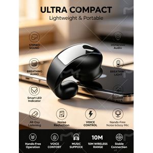 Wireless earbuds with long battery life, universal phone control, voice call noise reduction - wireless earphones for sports with button volume control, crystal microphone, 45mAh lithium polymer battery, suitable for all smartphones (Black)