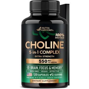 NUTRA HARMONY Brain Choline Bitartrate Complex 550mg, 120 caps
