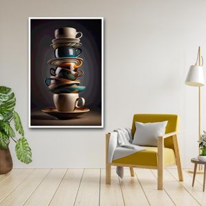 Stacked Cup wall art framed canvas