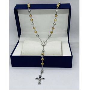 Steel Silver And Gold Rosary