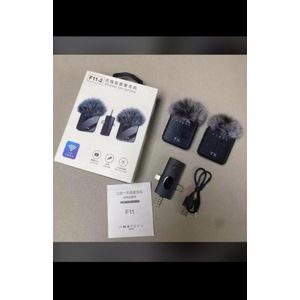 F11-2 Content Wireles Lavalier Double Mic With Active Noise Cancellation 3in1 Connection 