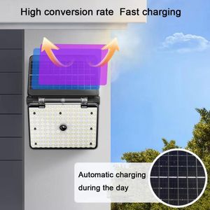 OELEZ Solar-powered outdoor courtyard light, motion-sensor wall light, foldable