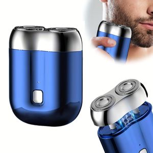 Mini Electric Shaver - Portable, fast-charging, with a 360-degree rotating dual-head stainless steel razor.