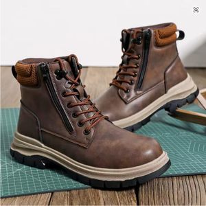 NEWLY ARRIVED MEN AND WOMEN HIGH-QUALITY LEATHER SAFETY SHOE, Safety Shoes, Work Shoes, Steel Toe Core Shoe, Anti-Slip & Nail Punction Prevention Safety Shoe, Breathable, Toe Protection, Construction Sites, Safety Shoes - safety