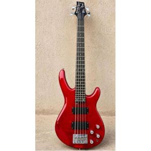 Classic 5 String Electric Bass Guitar-Red Gloss -Beginner Bass Guitar With Bag , Cable & Picks -Full Size 