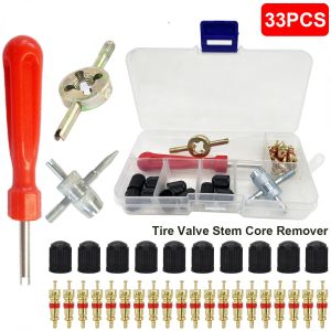 33Pcs Tire Valve Core Remover Tool Kit For Honda CG125 Bajaj Motorcycle Car Truck Bicycle Slow Leak Tire Repair With Storage Box