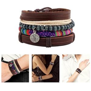Premium Multi-Layer Leather Beaded Bracelet Set – Adjustable Handmade Vintage Rope Wristband for Men & Women