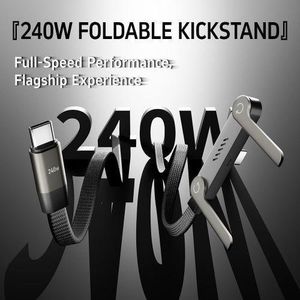 240W Folded Stand Braided Elbow Type C to Type C Data Cable