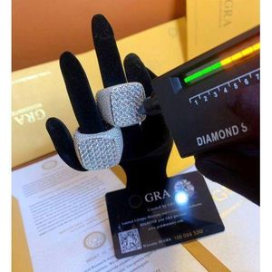 Men's Fully Iced Out Square Signet Ring with GRA Certified Moissanite Stones