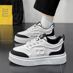 Unisex White & Black Platform Sneakers. Chunky Casual Street Shoes with Thick Sole