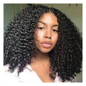 Kinky Curly Hair Wig Mid Closure For Women