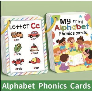 26PCS ABC Alphabet Phonics Flash Cards – Double-Sided Educational Flashcards for Kids, A-Z Letter Recognition & Vocabulary Building, Preschool Learning Toy with Ring Holder for Ages 2-6 Years
