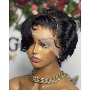 Natural Black Vintage Finger Wave Lace Front Wig