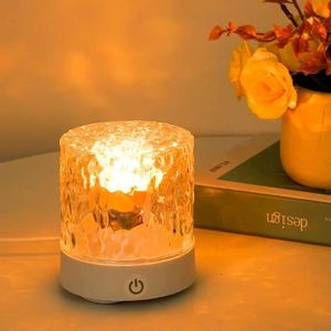 WakeView Rechargeable Water Ripple LED Lamp, 16 Colors RGB Flame Night Light, Touch Control Crystal Atmosphere Light, USB & Battery Powered, Portable for Bedroom Living Room Party
