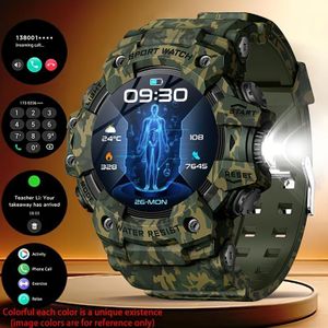 Military Fitness New Durable Smartwatch for Men, Wireless Calling, Sports And Fitness, AI Voice, Outdoor 100+ Sports Mode, Outdoor LED Flashlight Smartwatch, 350Mah Battery Watch, Perfect Gift for Outdoor Enthusiasts, Father'S Day, And Sports