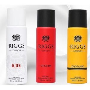 Riggs London Riggs Lasting Deodorant Body Spray 3n1 Nafdac Number Icon A2-102298, Venom A2-102303 An Dynamo A2-102433d 