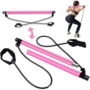 Portable Pilates Bar Kit with Resistance Band for Total Body Workout, Toning, and Yoga Exercise