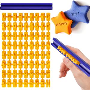 Letter Stamps for Clay Cookie, 2 Set Alphabet Number Embosser Mold