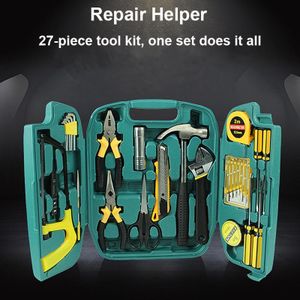 WakeView 27-in-1 Household Repair Hand Tool Kit, Complete Home DIY Hardware Set with Toolbox, Hammer, Pliers, Spanner, Screwdriver Bits, Hacksaw, Measuring Tape for Home Fix, Electrical & Small Car Repair Nigeria Home Use