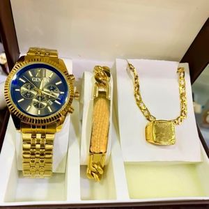 Geneva Swiss Luxury Awesome & Sophisticated Classic Wristwatch/Ring/Necklace For Boss Men