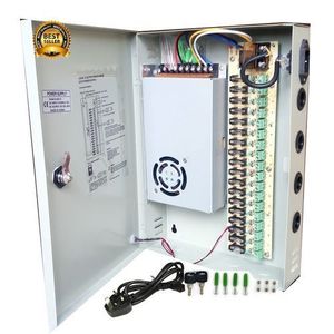 Cctv 18 Channel CCTV Power Supply DC 12V. With Splitter Fuse Box, Power Cord And Fittings For Security Camera, LED Strip LED Display & Centralized Power Supply(18CH 12V 360W).FOR HOW TO WIRE IT, SEE VIDEO BELOW!