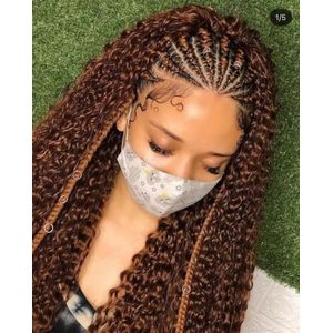 Goddess Curly Box Braids Crochet Hair Brown 3X Wavy Crochet Box Braid hair  Extension Synthetic Braiding Hair (18inch, Ombre Brown)