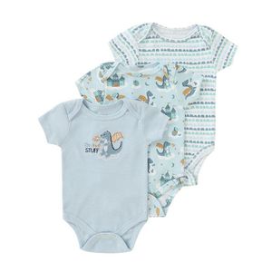 Newborn Baby Short Sleeve Bodysuits 3PCS Set, Soft Cotton Summer Triangle Onesies for Infants
