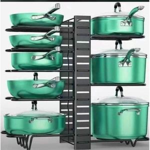 8 Tier Double Sided Pot and Pan Rack - Cookware Stand