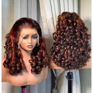 Raquel Medium-Length Deep Curly Lace Front Wig (Auburn / Burgundy Highlight Edition)
